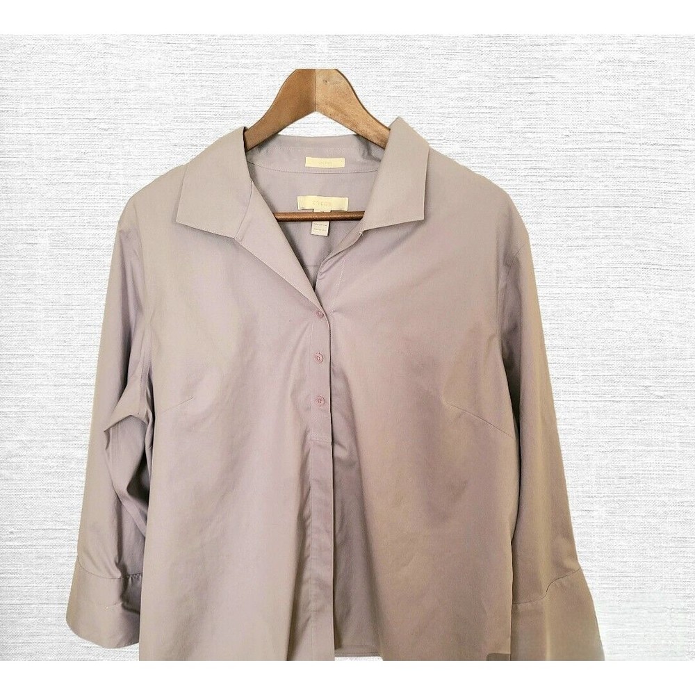 Chico's Button Down Shirt Women's XL Lavender 3/4 Sleeve Blouse Top No Iron